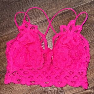 Zenana Outfitters Hot Pink Lace Top
